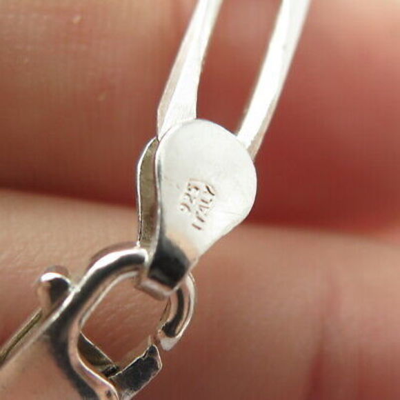 925 Sterling Silver Vintage Italy Paperclip Chain Necklace 24" - Picture 6 of 6